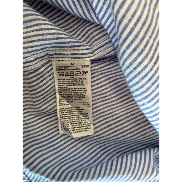 Gap Womens BF Popover Blue White Striped Cotton Shirt M 527949-00-1 HO-18/SB2 - Picture 7 of 9